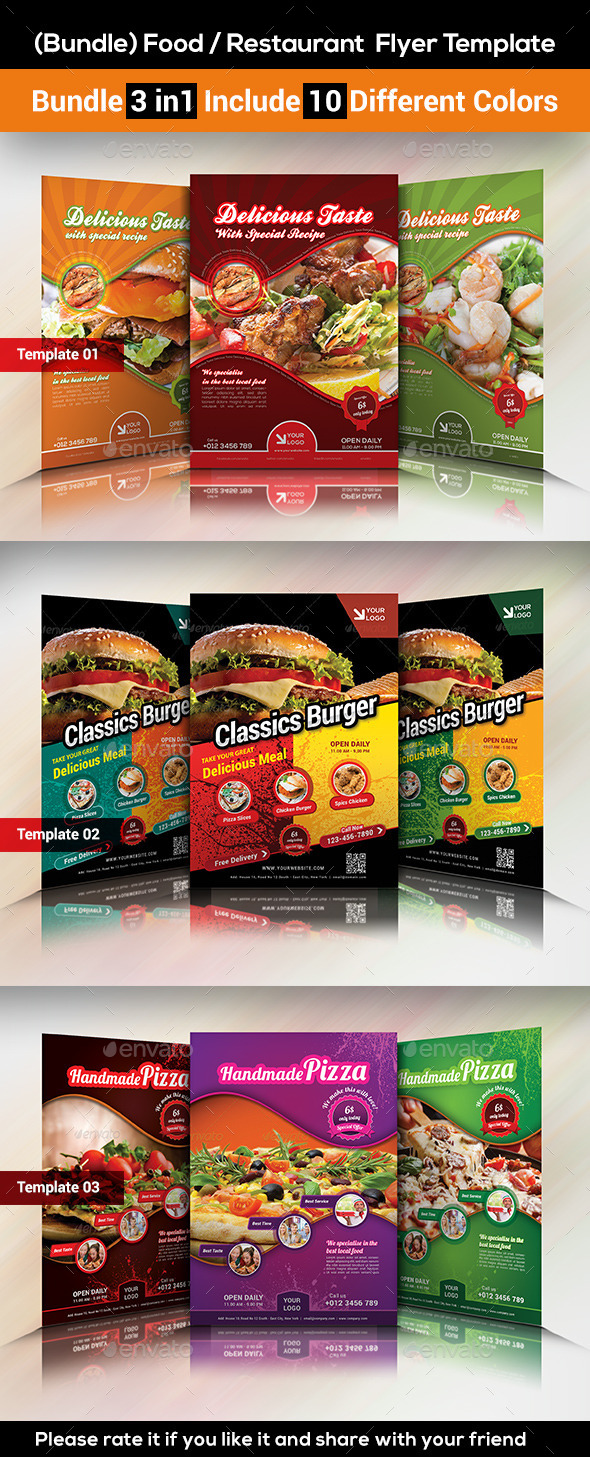 Food / Restaurant Flyer Template (Bundle 3 in 1) - Restaurant Flyers