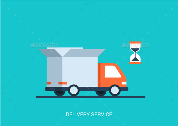 Abstract truck with open box container, hourglass - Man-made objects Objects
