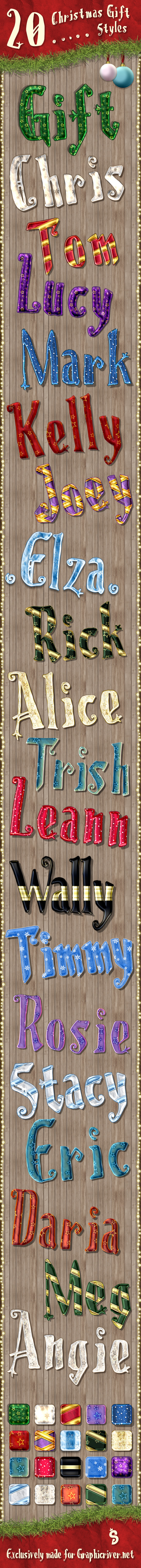 20 Christmas Gift Styles - Text Effects Styles