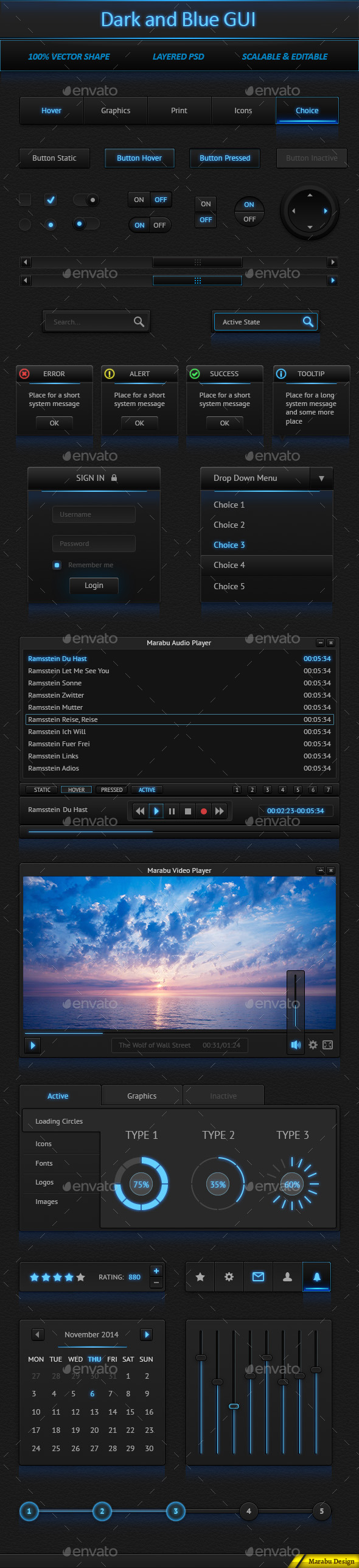 Dark and Blue User Interface - User Interfaces Web Elements