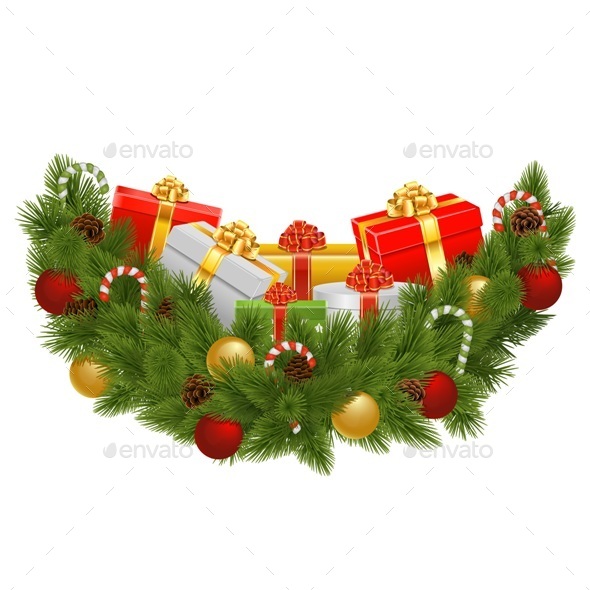 Vector Christmas Decoration with Gifts - Christmas Seasons/Holidays