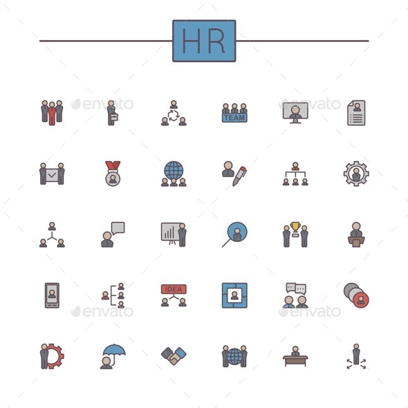 Vector Colored HR Line Icons - Concepts Business