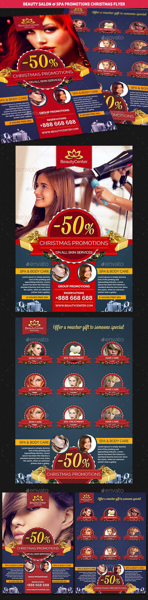 Beauty Center & Spa Christmas Promotions Flyer - Commerce Flyers