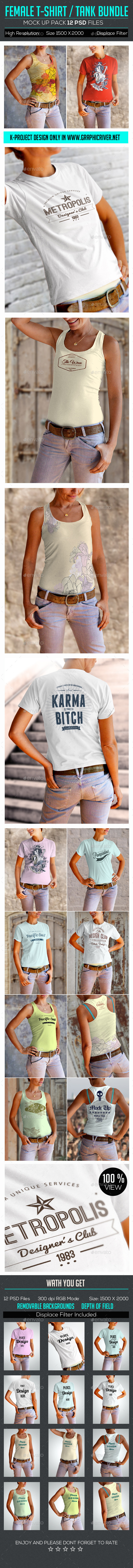 Female T-Shirt Tank Mock Up Bundle - T-shirts Apparel