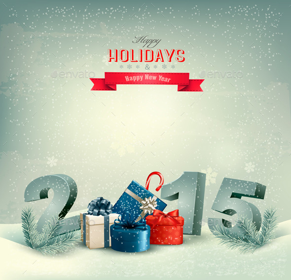 Holiday Background with Presents and 2015 - New Year Seasons/Holidays