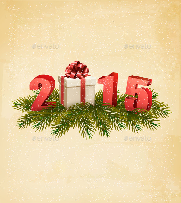 Holiday Background with a Present and 2015 - New Year Seasons/Holidays