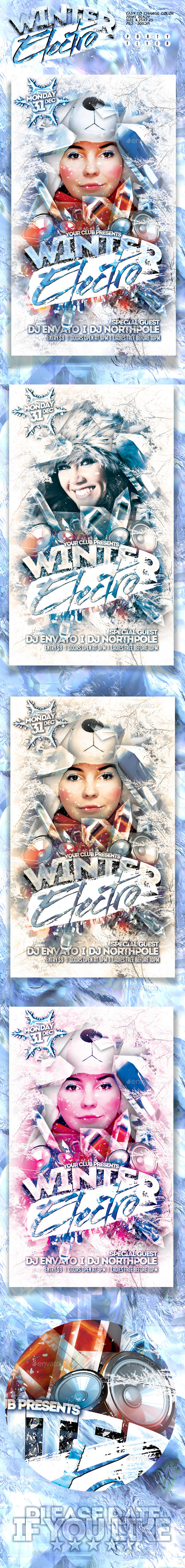 Winter Electro Party Flyer - Holidays Events