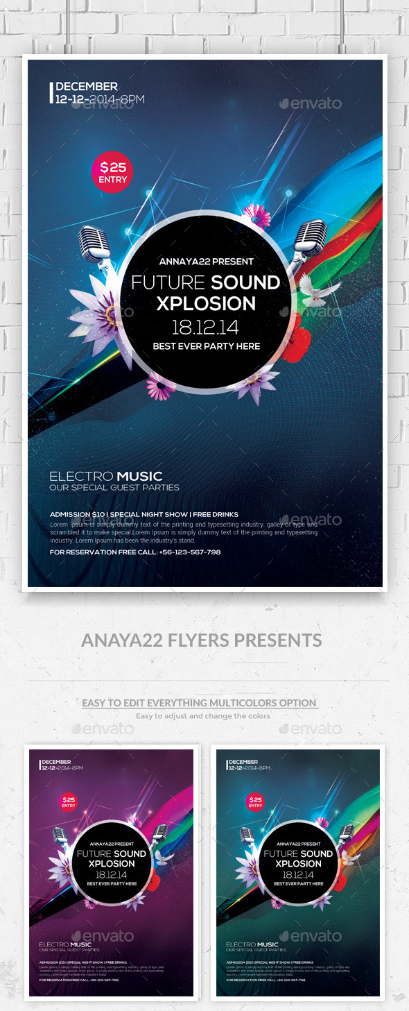 Electro House Futuristic Party Flyer Templates - Clubs & Parties Events