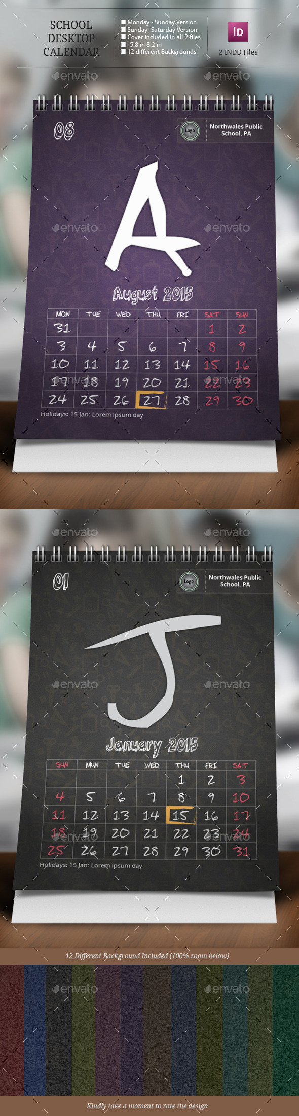 School Desk Calendar Templates - Calendars Stationery