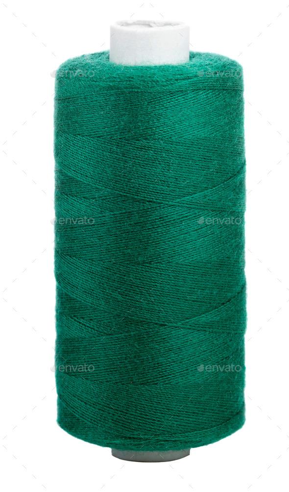 Spool Of Green Thread Isolated On White Stock Photo, Picture and
