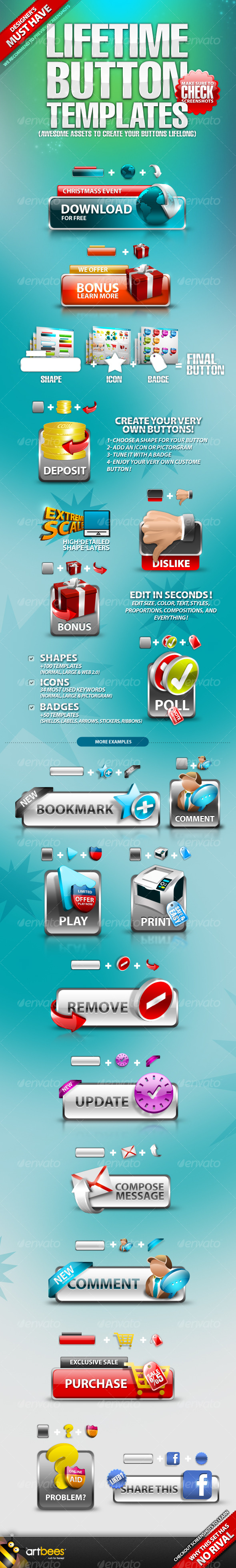 Lifetime Button Templates - Miscellaneous Graphics