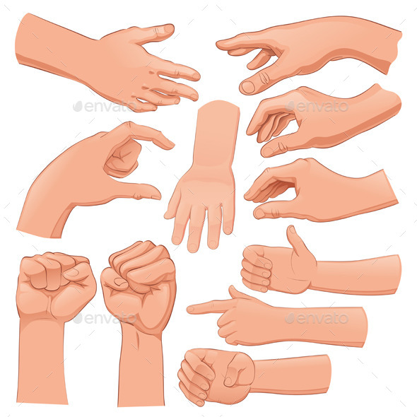 Set of Several Hands - Objects Vectors