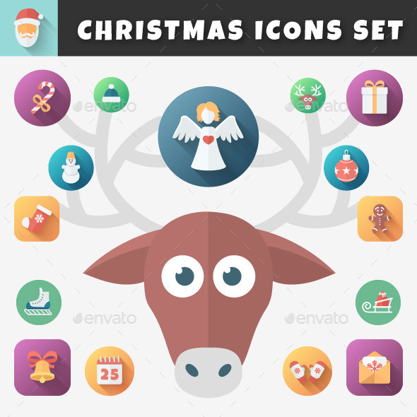 Christmas Flat Icons Set - Miscellaneous Characters