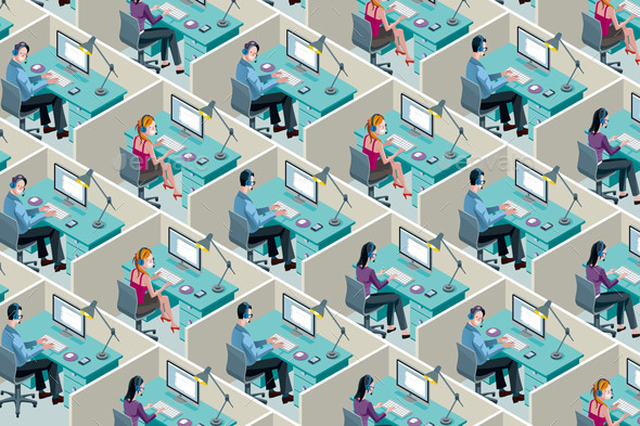 Isometric Office Cubicles - Technology Conceptual
