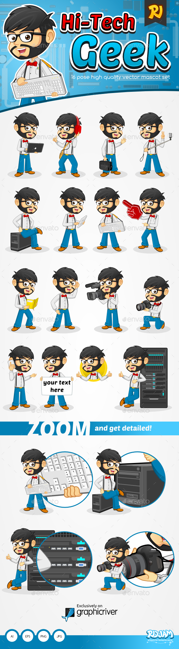 Hi-Tech Geek - Characters Vectors
