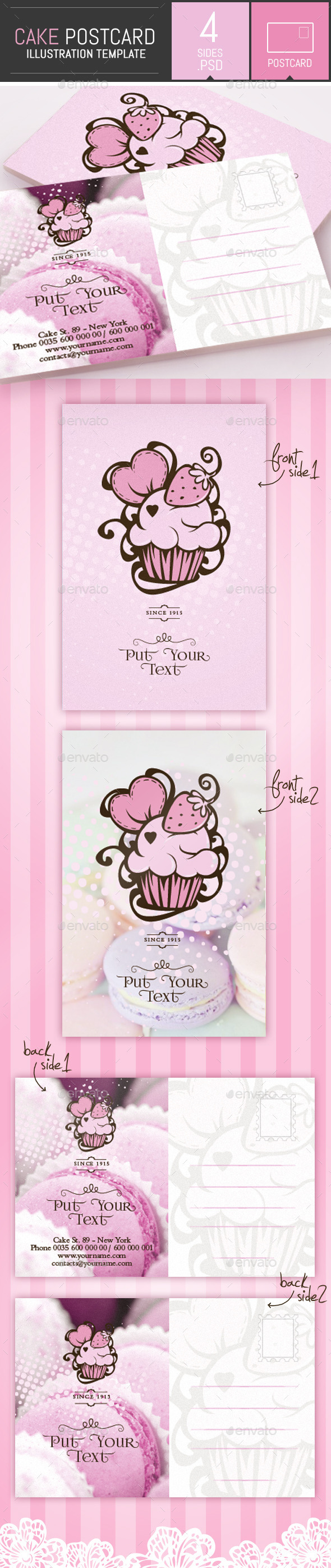 Cake and Cupcake Business Postcard Template - Cards & Invites Print Templates