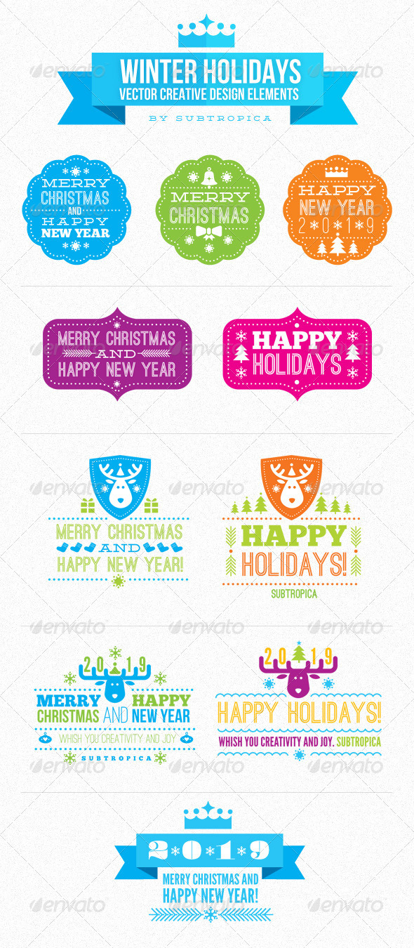 Winter Holidays Vector Creative Design Elements - New Year Seasons/Holidays