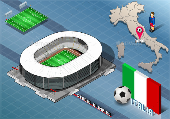 Isometric Stadium, Olimpico, Rome, Italy - Buildings Objects