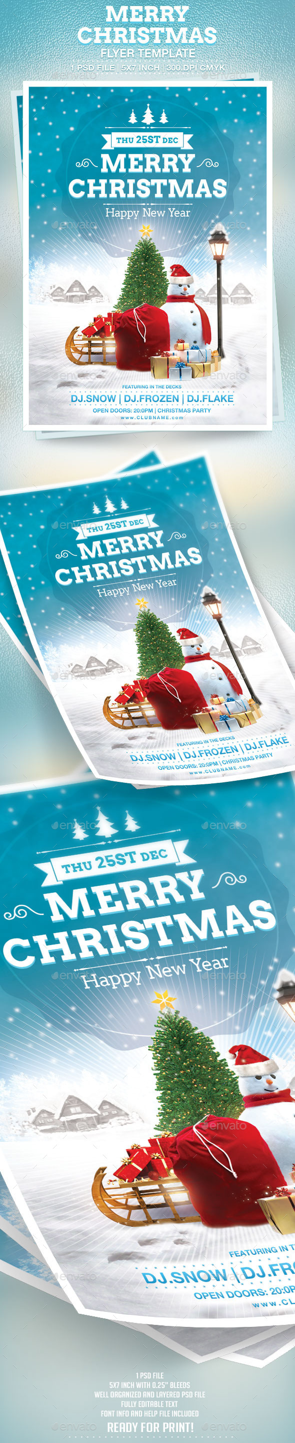 Merry Christmas Flyer Template - Flyers Print Templates
