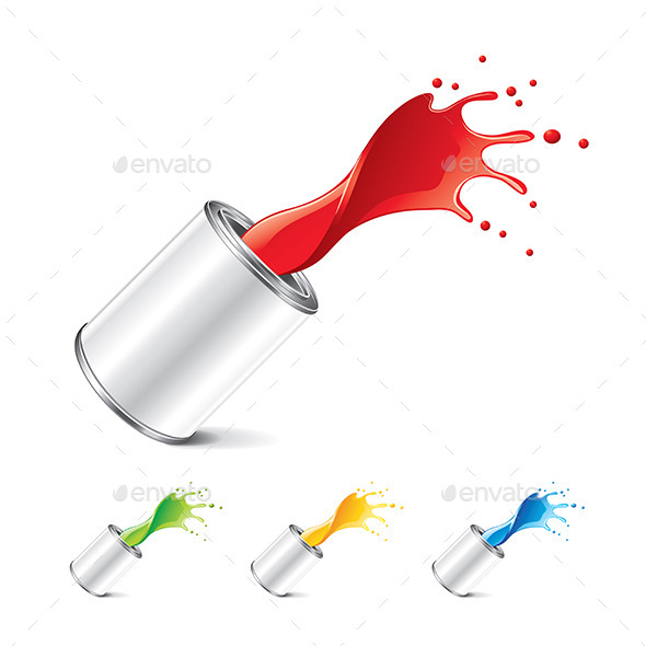 Paint Can with Splashes - Abstract Conceptual