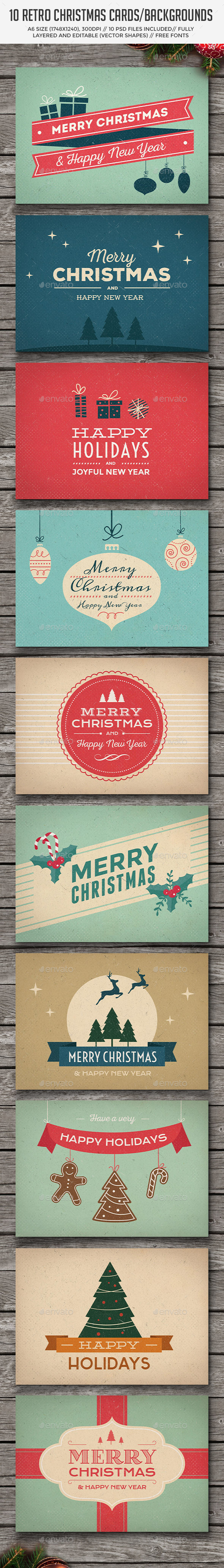 10 Retro Christmas Cards/Backgrounds