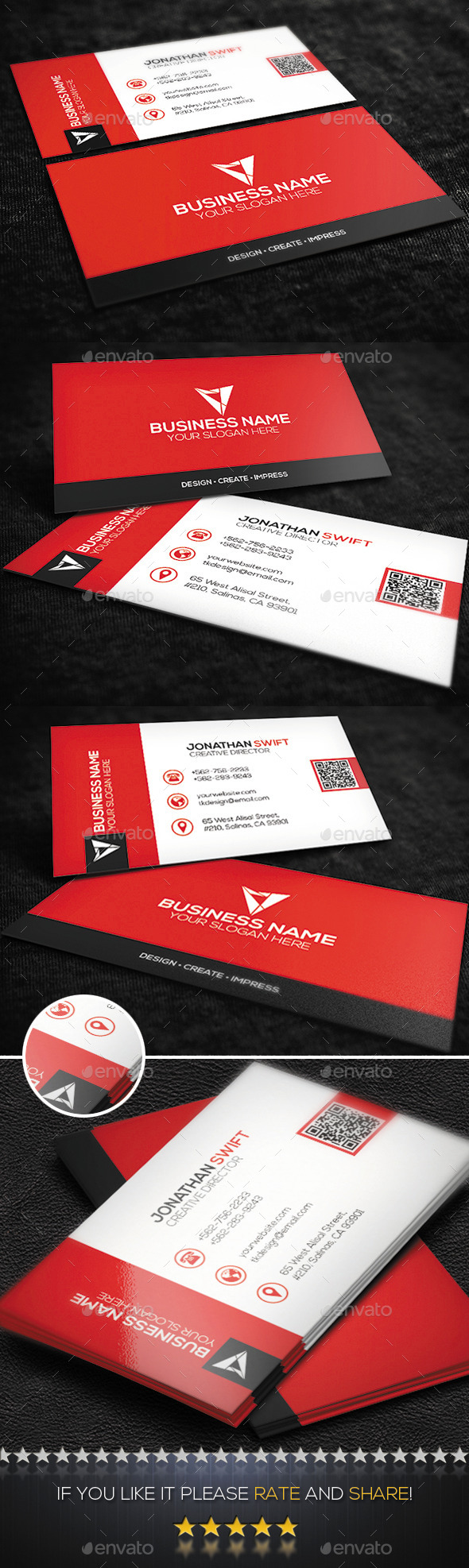 Red Corporate Business Card No.09 - Corporate Business Cards