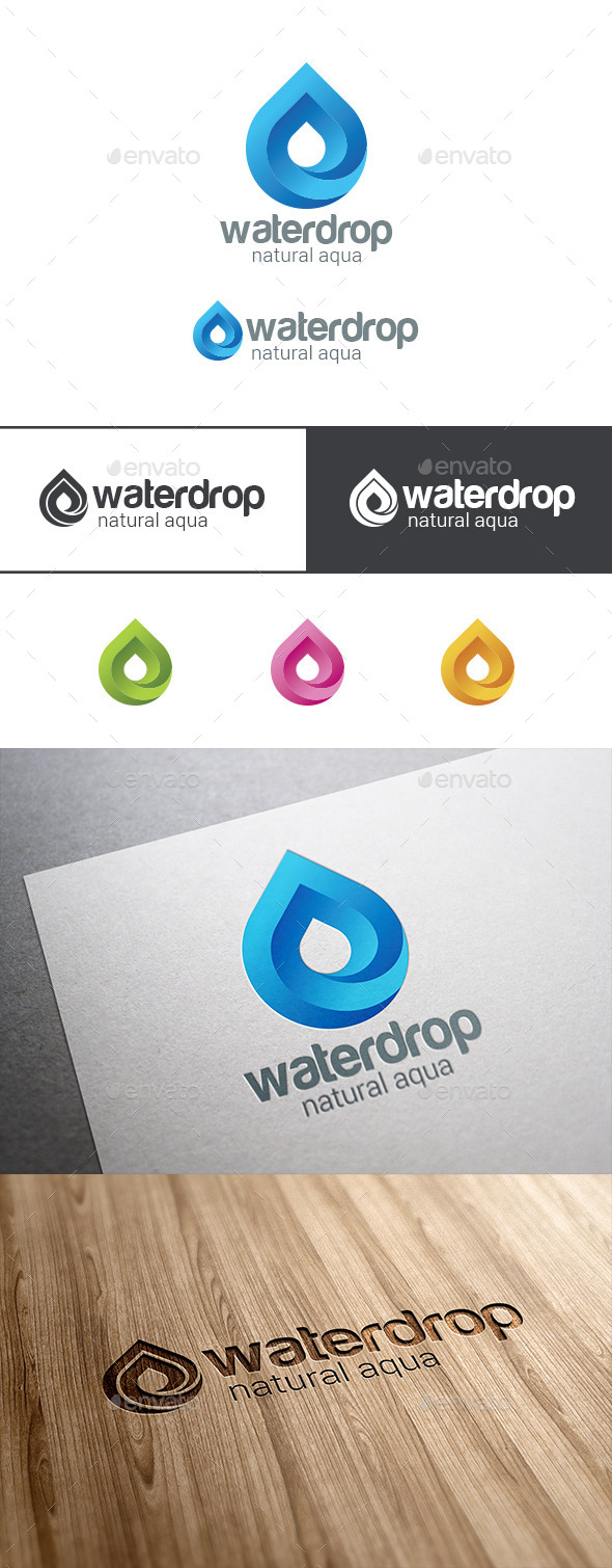 Waterdrop Logo Infinite Mineral Water Droplet - Symbols Logo Templates