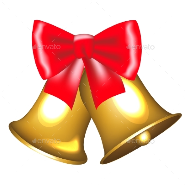 Golden Bells with Bow - Christmas Seasons/Holidays