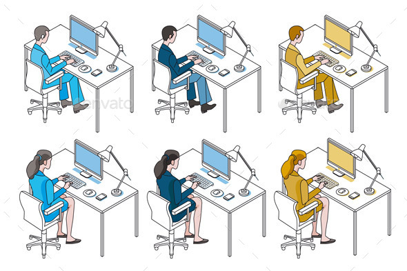 Office Workers with Computer - Business Conceptual