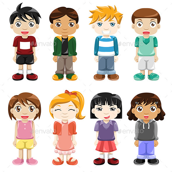 Different Kids Expressions - People Characters