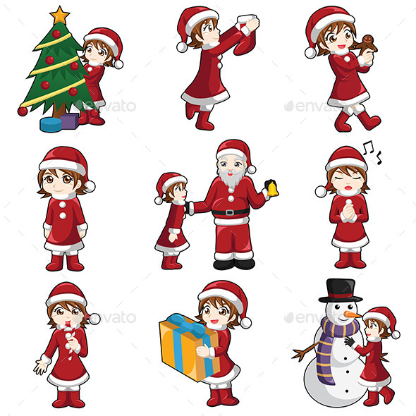 Girl with Christmas Stuff - Christmas Seasons/Holidays