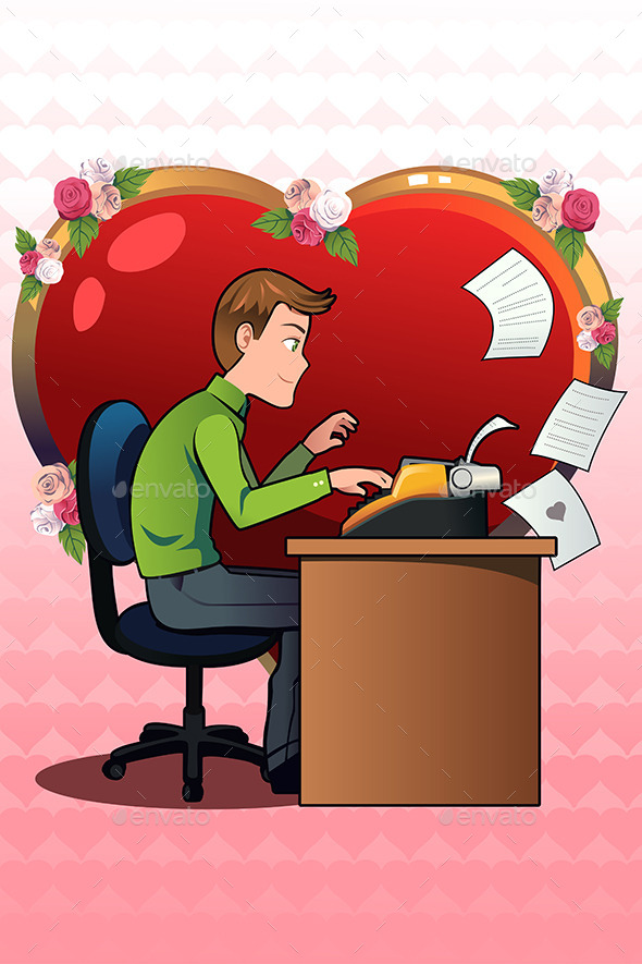 Man in Love Writing a Letter - Valentines Seasons/Holidays