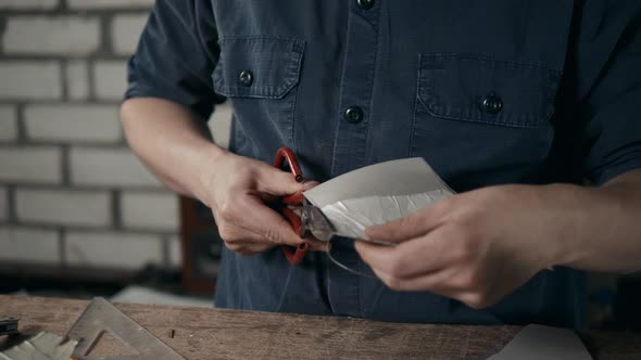 Shoemaker Makes Leather Shoes for Men Sole of Shoe Handmade Craft DIY Process Craftsman Making Boots alt