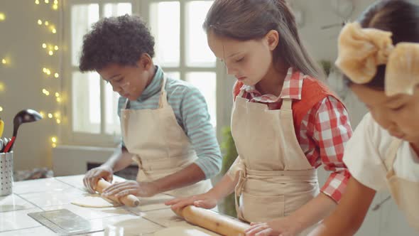 Kids Rolling Dough during Cooking Lesson alt