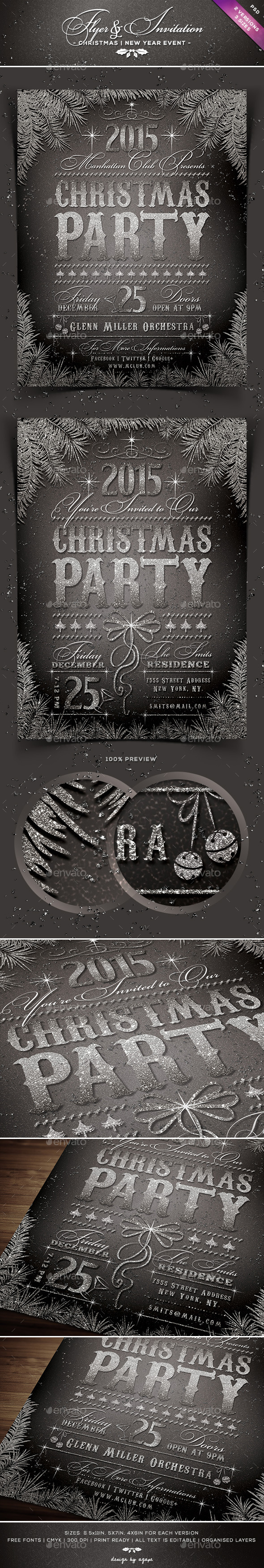 Sparkly Christmas Event Flyer & Invitation - Holidays Events