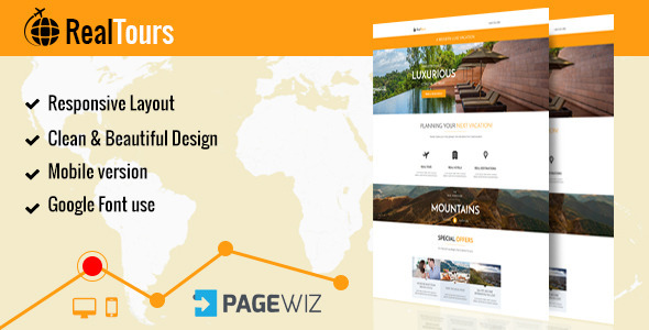Download RealTour - Pagewiz Travel & Vacation Landing Page nulled version