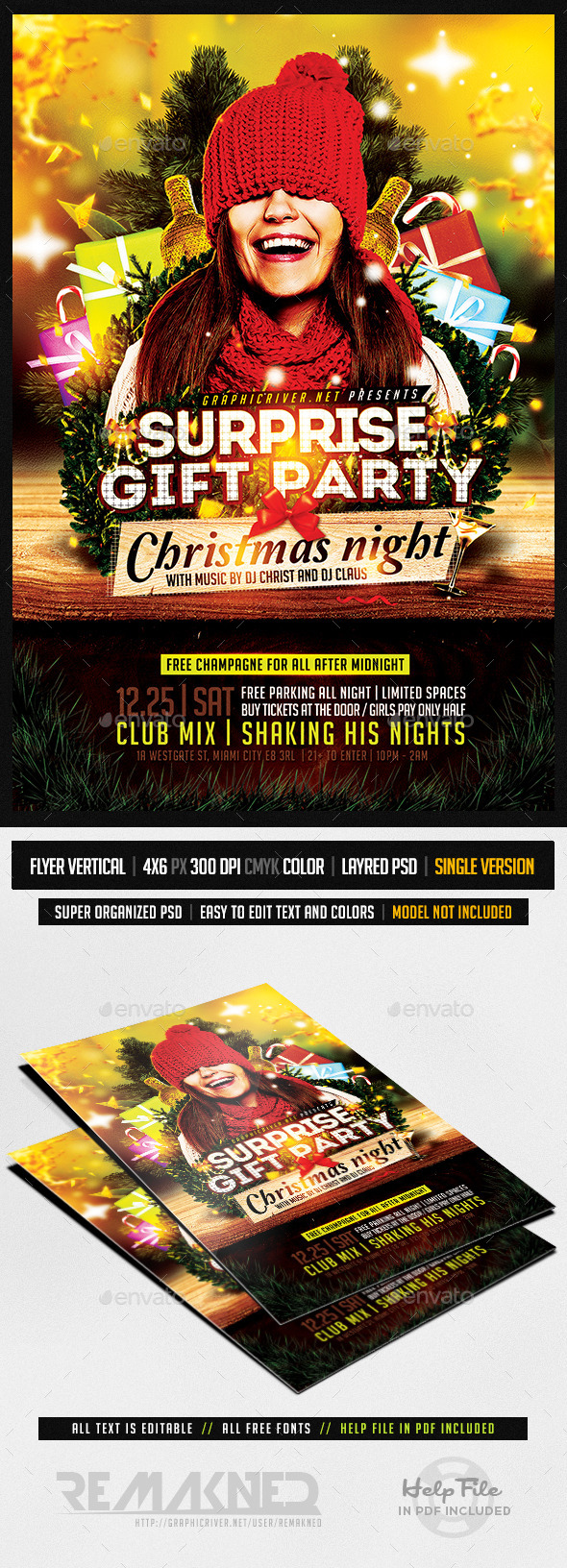 Surprise Gift Party | Flyer Template PSD - Clubs & Parties Events