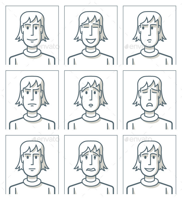 Facial Expressions of Young Man - People Characters