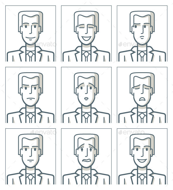 Facial Expressions of a Businessman - People Characters