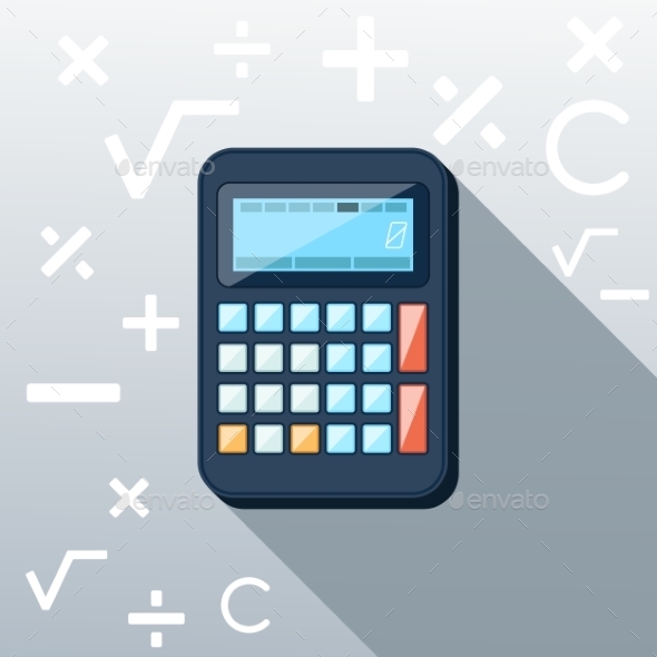 Calculator Flat Concept Icon - Objects Vectors