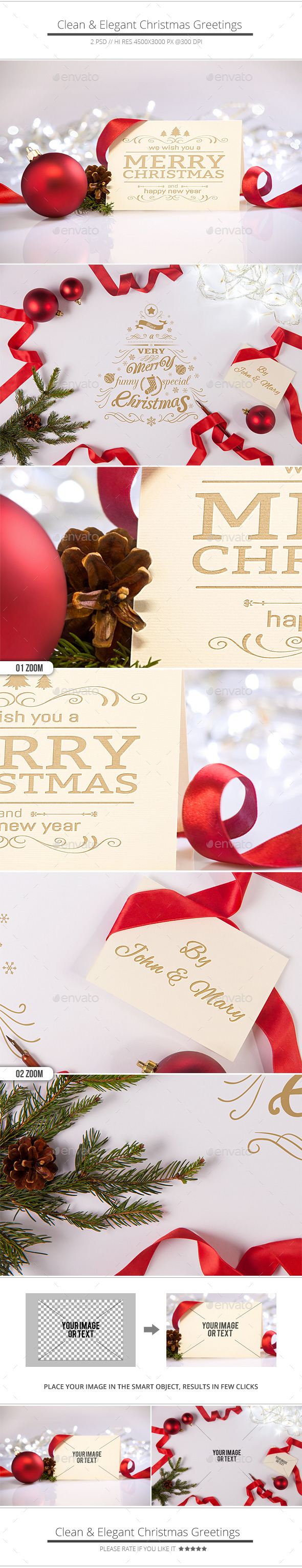 Clean and Elegant Christmas Greetings Mockups - Print Product Mock-Ups