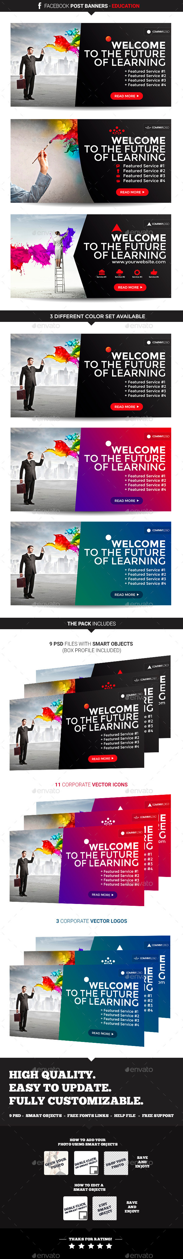 Facebook Post Banners - Education - Banners & Ads Web Elements