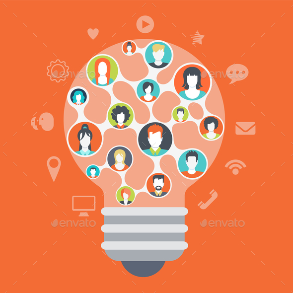 Social Media Light Bulb Concept - Media Technology