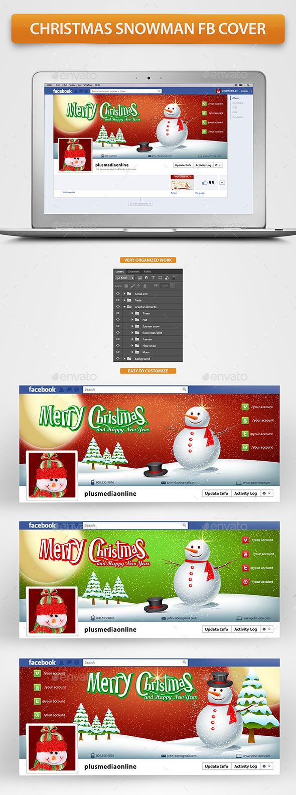 Christmas Snowman Timeline Cover - Facebook Timeline Covers Social Media