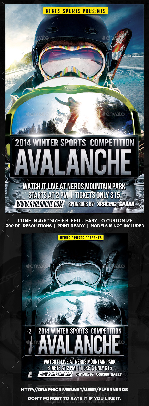 Avalanche Winter Sports Tournament Flyer - Sports Events