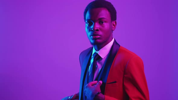 Neon Light People Party Fashion Smiling Man Suit alt