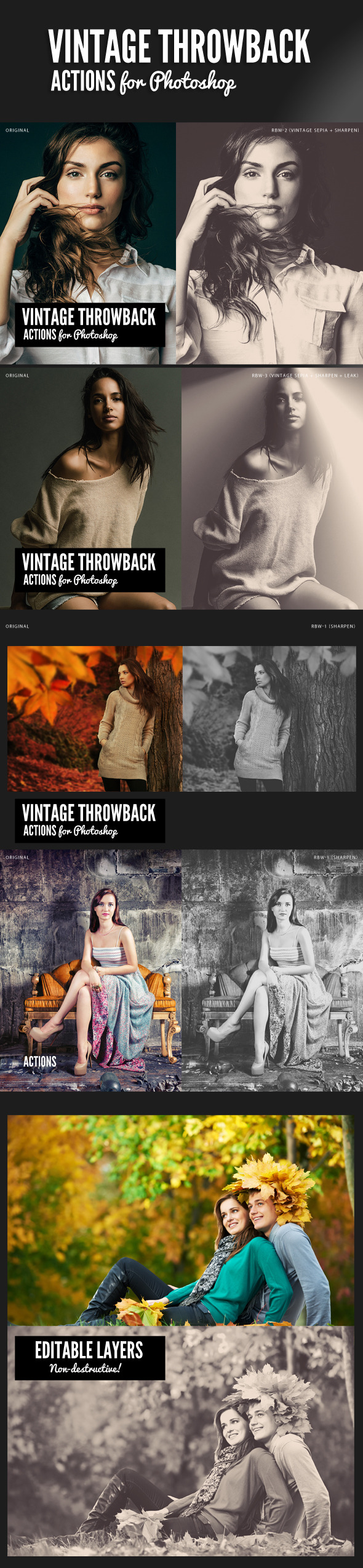 Vintage Throwback Actions - Photo Effects Actions
