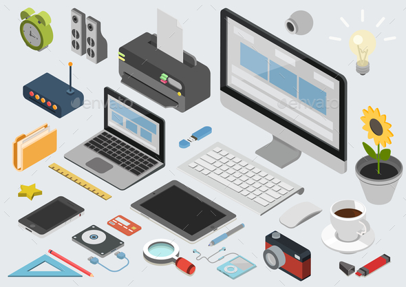 Technology Workplace Concept - Computers Technology
