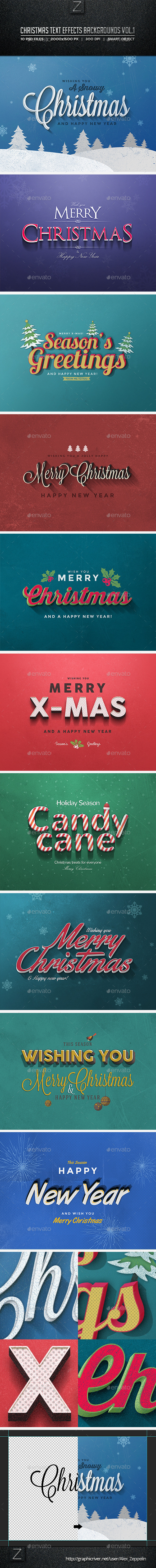 Christmas Text Effects Backgrounds Vol.1 - Backgrounds Graphics