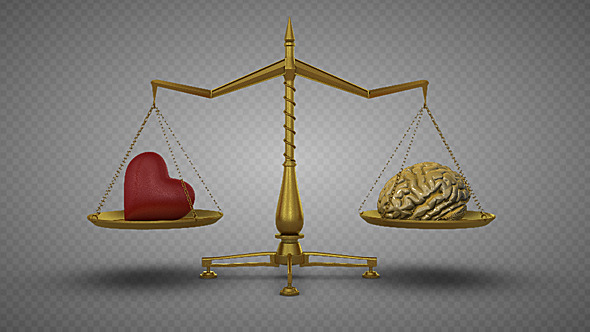 Heart And Brain On A Balance Scale